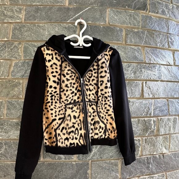 DVF Black with Leopard zip hoodie - Picture 1 of 6